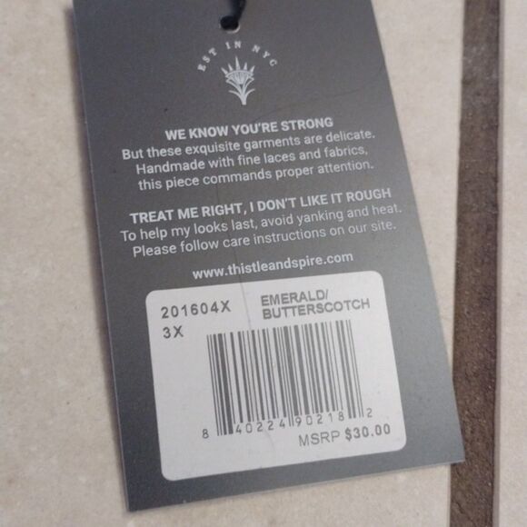 NWT Thistle and Spire Brooklyn Haze Thong Emerald Green Butterscotch size 3X - Picture 3 of 12